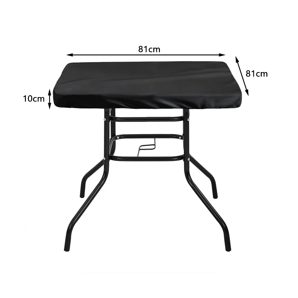 Black 210D Oxford Waterproof Square Patio Table Cover With Elastic Hem For Garden Terrace Outdoor Furniture Protection