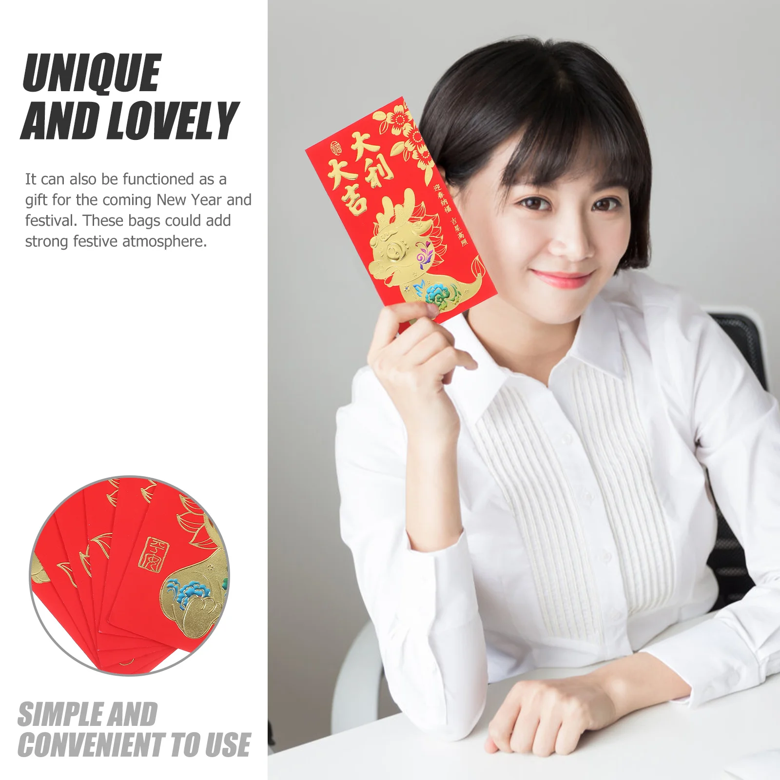 

60 Pcs Year of The Dragon Red Envelope Bag Pocket Lunar Money New Packet For Packets Chinese Envelopes Card