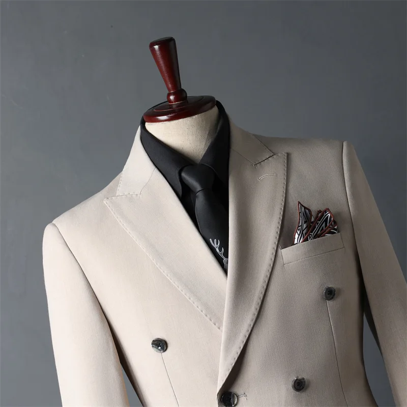 

(24) Customized 2024 Double-breasted Suits for Men, Autumn New Casual Groomsmen Suits, Groom Wedding Suits for Men