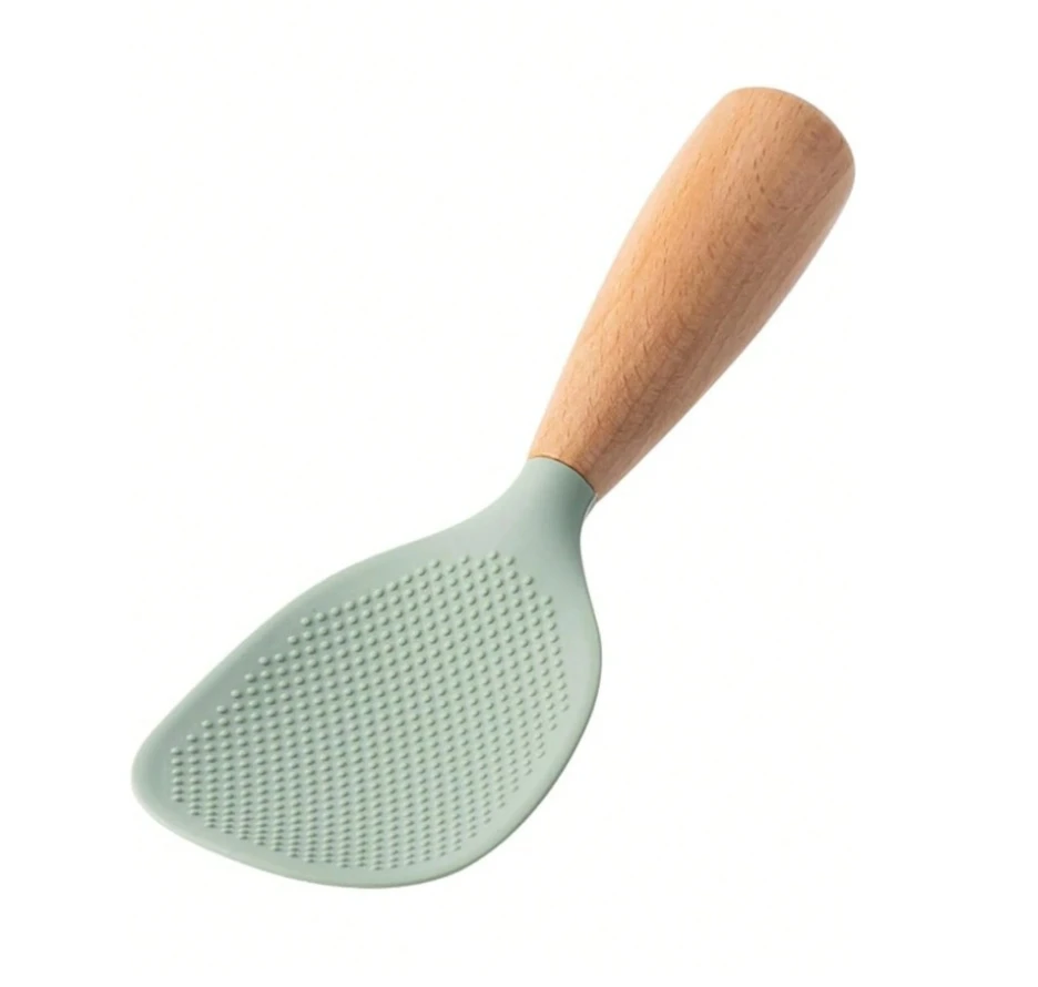 Rice paddle spoon non-stick vertical rice spoon, kitchen tool wooden handle upright service spoon spatula, kitchen cooking