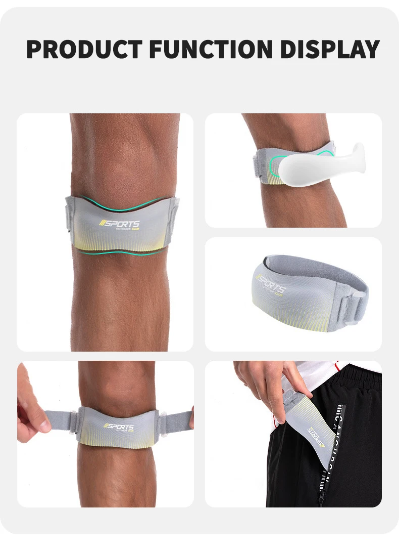 2-teiliges Kniepolster, verstellbarer Kniegurt, Patellasehne, unter Druck stehender Schutz, Stützschieber, Polsterschutz, Badminton, Laufen – Detail 2