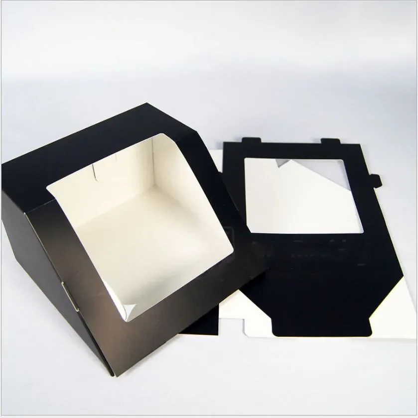 

10pcs Black Matt Cardboard Box Foe Hat Packaging Clear PVC Window Gift Paper Box Jewelry Craft Display Package Box