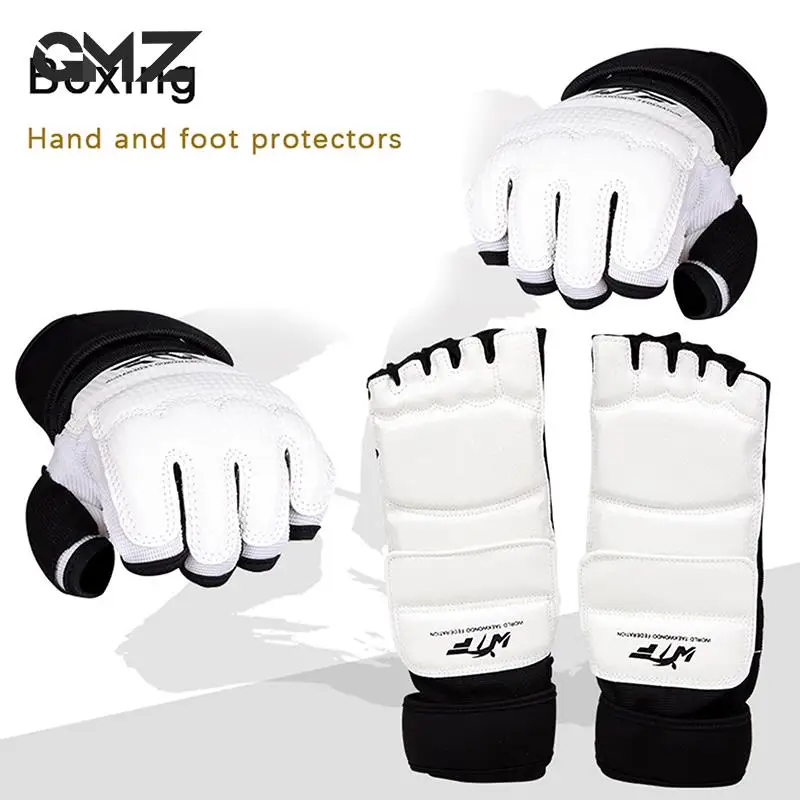 Taekwondo Leather Hand Gloves Sparring Karate Wrist Protector Guard Gear Boxing Martial Arts Hand Palm Guard Sock Adult Kid