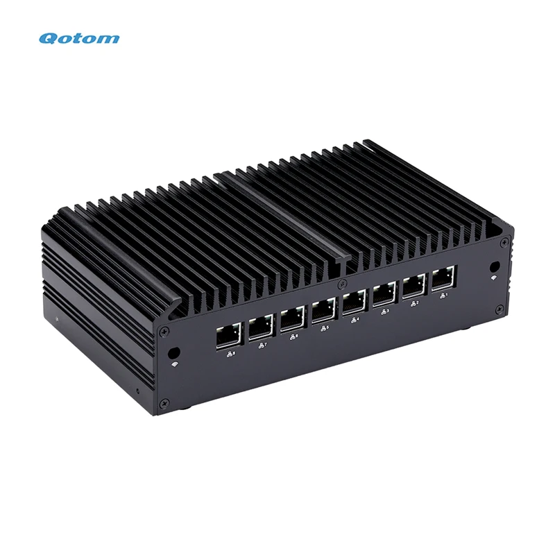 Qotom Q1077GE Mini PC With In tel Core I7 10710U 8 LAN Ports 2.5G LAN RS232 DisplayPort HD MI USB3.0 Fanless Industrial Computer