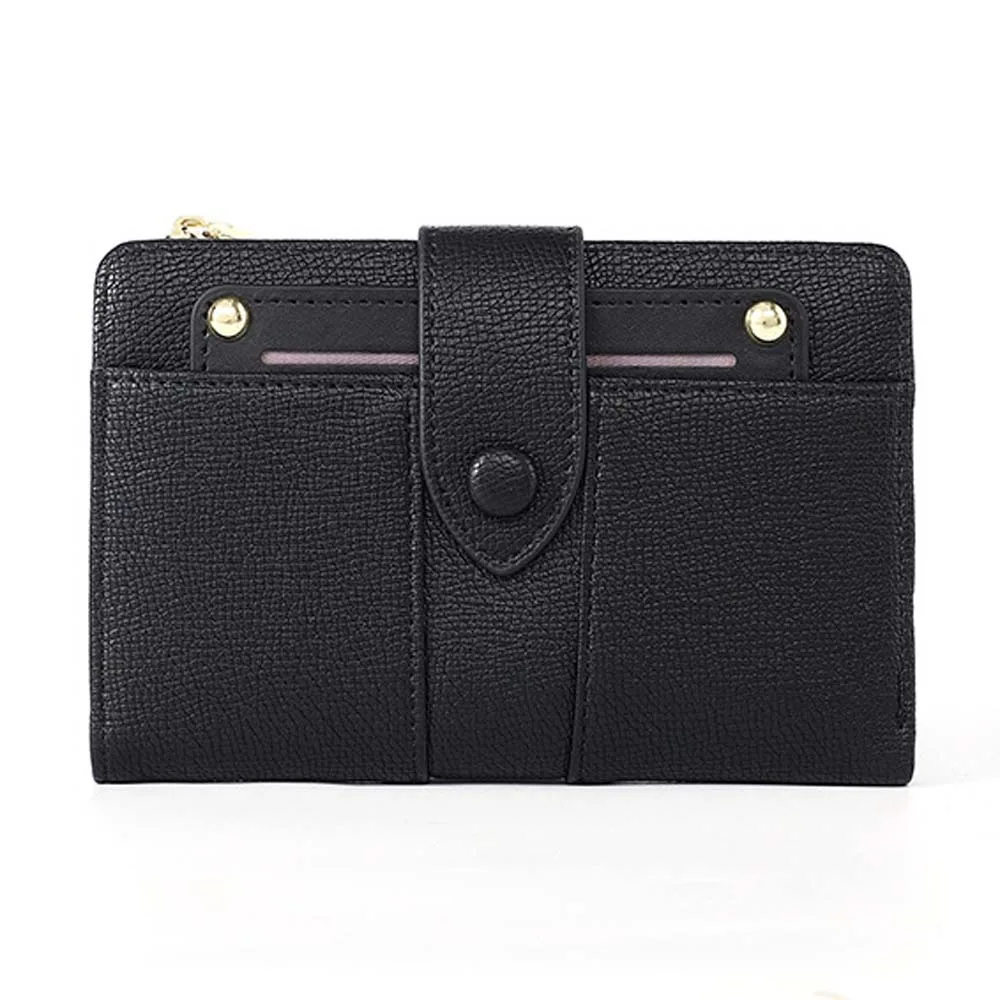 

Portable Women Wallet Multiple Card Snap Button Solid Color Card Bag Anti-Splash Water Classic Style Lady Short PU Purses Dating