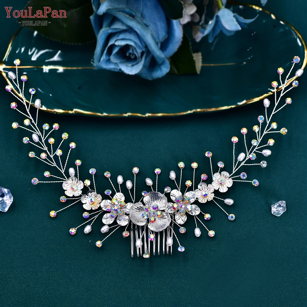 YouLaPan Handmade Bridal Hair Comb Wedding Alloy Flower Headwear Bridesmaid Hair Ornament Women Dancing Party Headband HP567