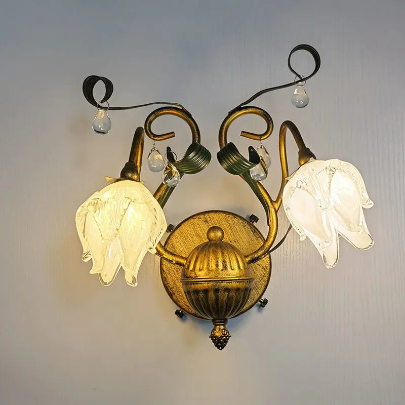 Creative  Flower Wall Light French Rural Leaf Bedside Lamp Living Room Homestay Europe Pastoral Home Decor Lighting