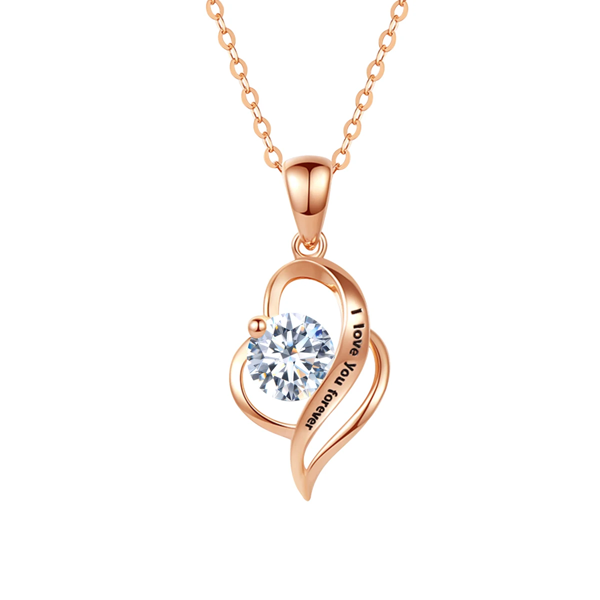 트렌디 한 당신을 영원히 사랑합니다 Moissanite 목걸이 1 캐럿 D 색상 GRA 인증서 진짜 실버 925 여성 쥬얼리 약혼