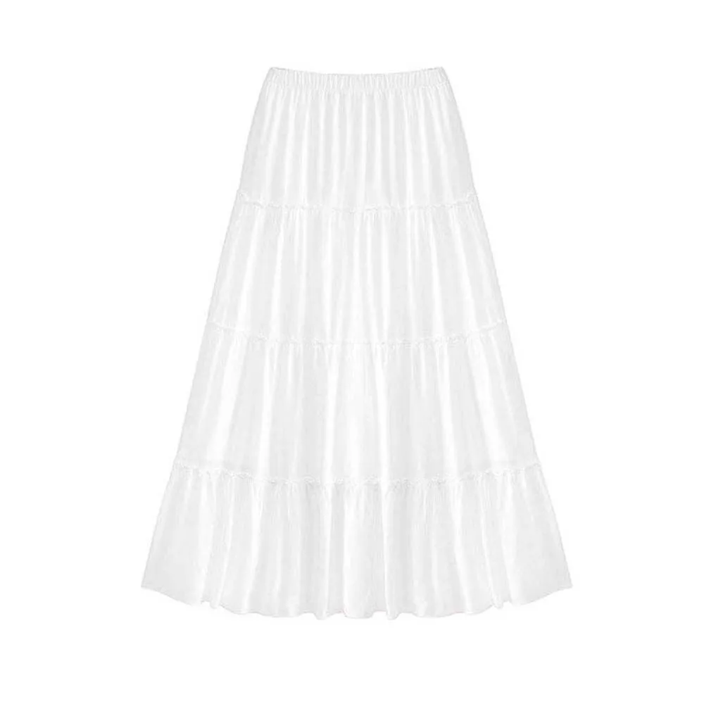 

Simple Solid Color Ruffle Half Dress Skirt Women with Ruffled Edges Korean Style Long Cake Skirt Chic Loose Half Dress Daily
