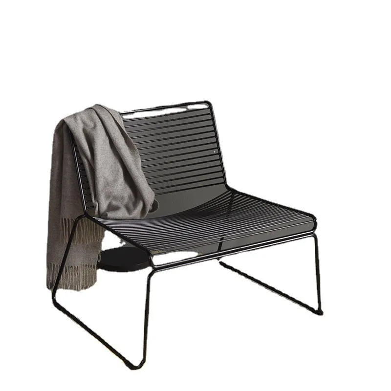 

Nordic balcony outdoor wrought iron dining chair simple modern courtyard wire stool backrest home leisure creative chair