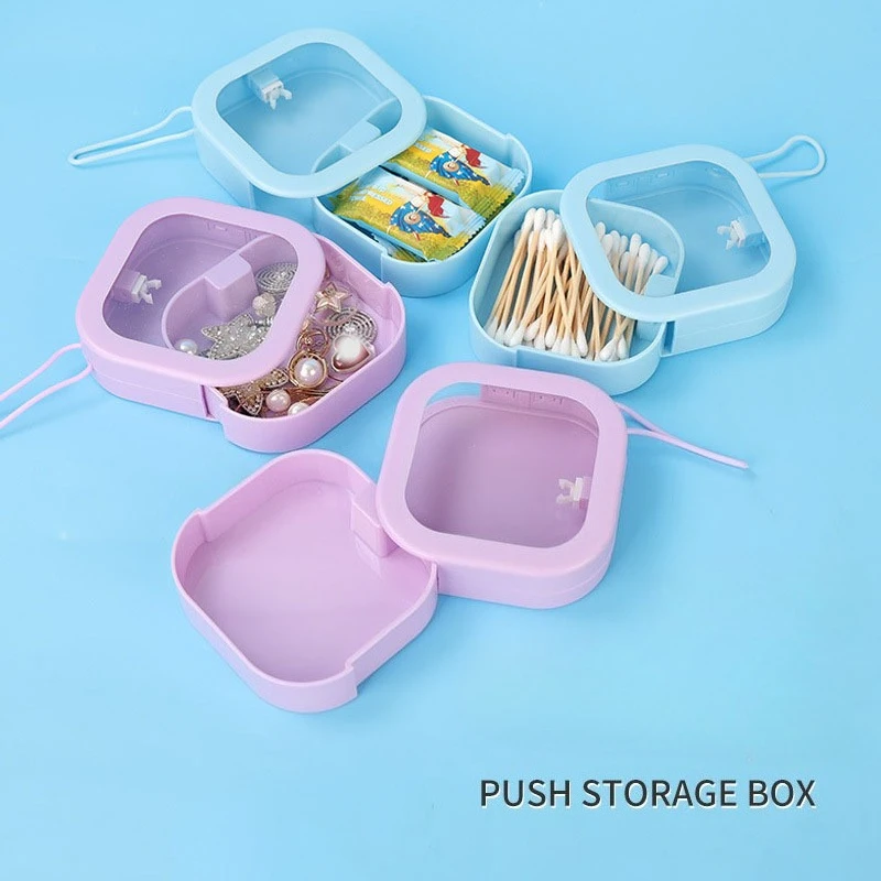 Multifunctional Jewelry Box Portable Travel Press-and-slide Open Box for Hair Accessories and Cosmetics Storage Box