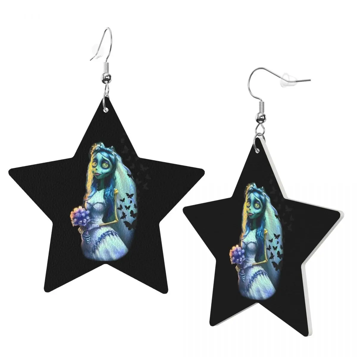 Custom Anime Movie C-Corpse Bride Dangle Drop Earrings Leather Earrings for Women Fashion Sorrow Love Story For Party