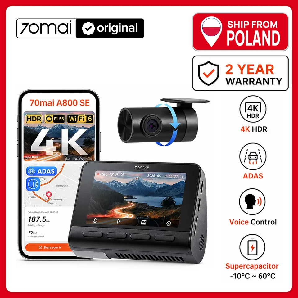 70mai Dash Cam 4K A800SE 24H Parking Monitor Voice Control