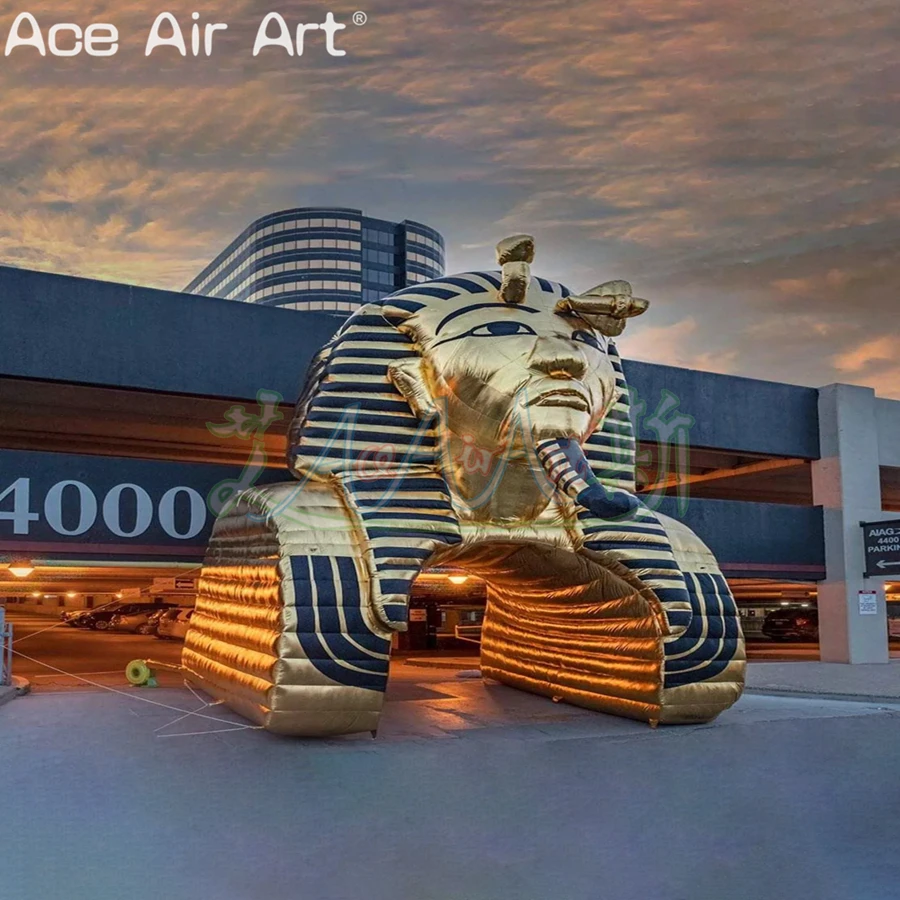 7m W x 7m H or Custom Giant Sphinx Inflatable Channel Golden Half Length Tunnel Arch for Event Display or Advertising