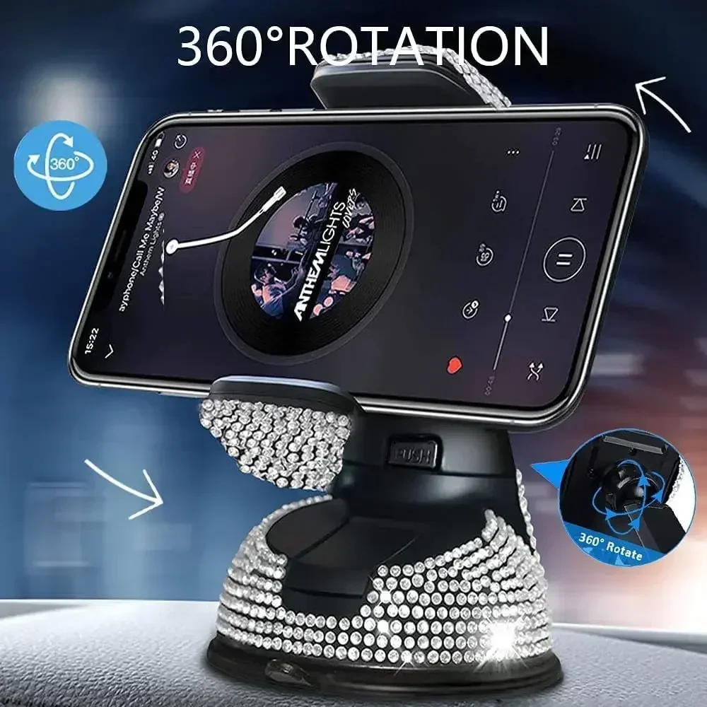 Diamond Cell Phone Holder for Car Phone Mount Pink Flexible Table Stand Mount Bling Car Accessories Interior Woman Worldmum