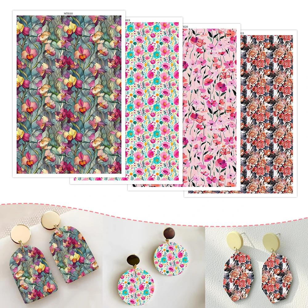 

Little Floral Print Pattern Soft Ceramic Earrings Water Soluble Disposable Sticker for Diy Jewelry Making Decal 2025