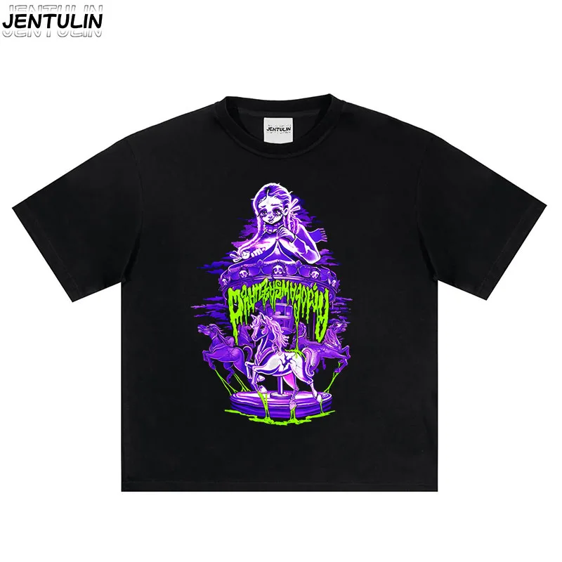

Мужские футболки, хлопковая уличная одежда, винтажные топы в готическом стиле с графическим принтом, футболки с короткими рукавами, одежда большого размера Y2k, унисекс