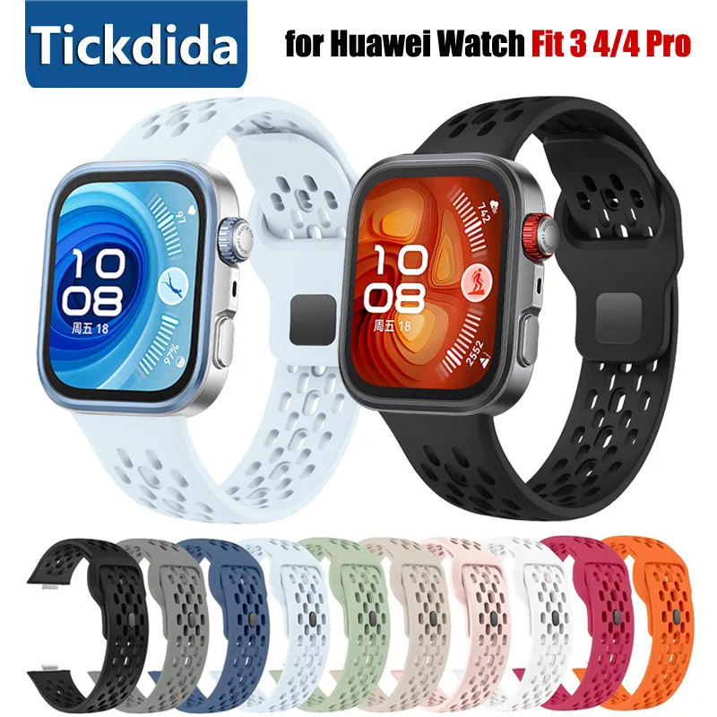 سوار ساعة رياضي من السيليكون قابل للتنفس لساعة Huawei Watch Fit 4 Pro FIT4 3 ملحقات استبدال سوار الحزام