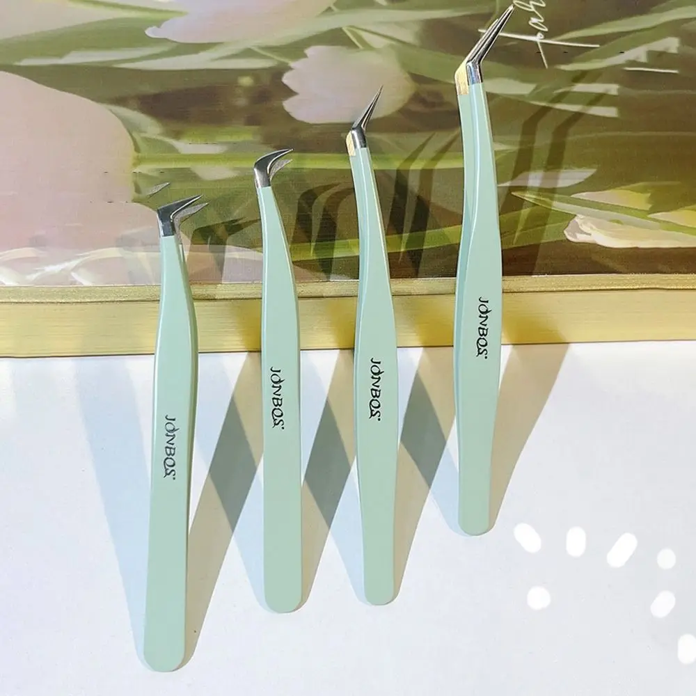 Eyelash Extensions False Eyelash Tweezers Stainless Steel Anti-static Auxiliary Clip Clamp Non-magnetic 3D Accurate