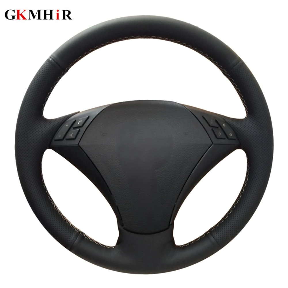 DIY Hand-stitched Black Artificial Leather Car Steering Wheel Cover For BMW E60 523 523li 525 520li 530 535 545i