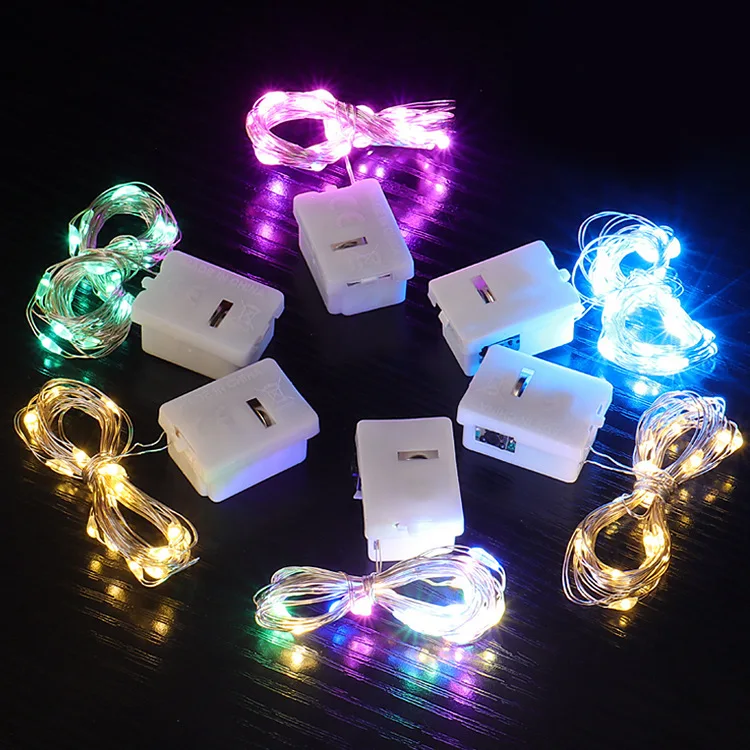 5pcs/10pcs Multi-Color LED Fairy String Lights 200cm Battery Powered Twinkle Lights Indoor Outdoor Xmas Halloween Diwali Decor