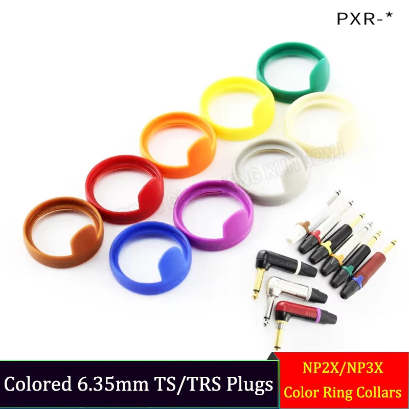 Colored 6.35mm TS/TRS Plugs NP2X/NP3X Color Ring Collars Audio Cable Markers Anti-Slip Abrasion-Resistant