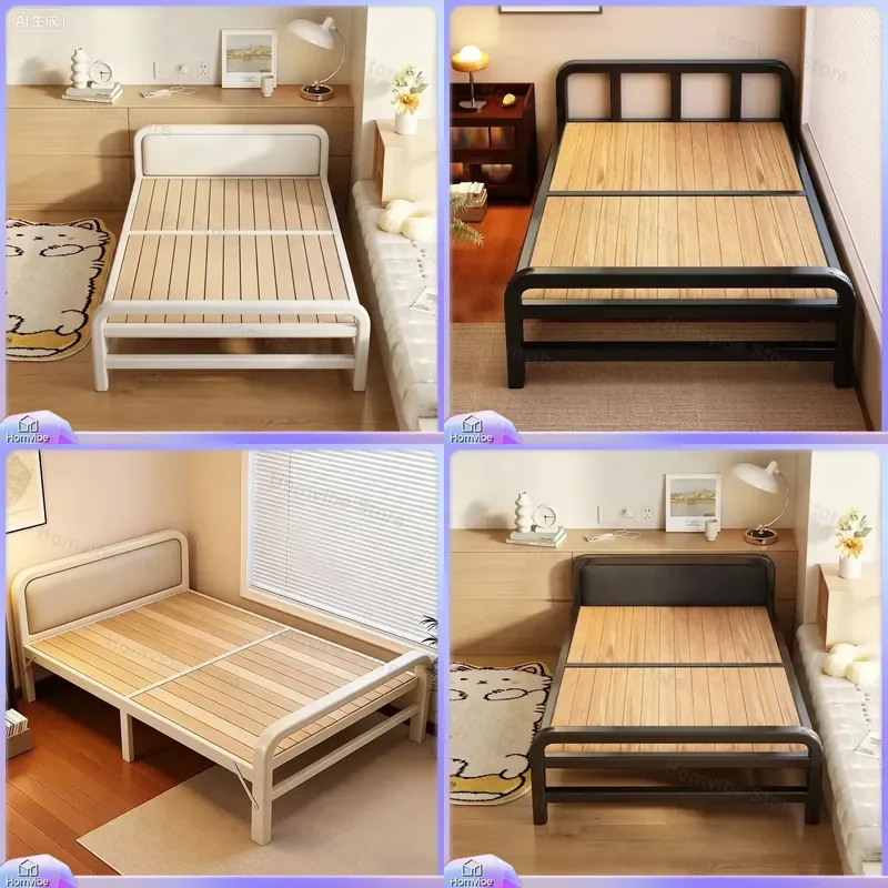 for Installation-free folding bed 1.2m single adult household small temporary bed 2026 new reinforced hardwood