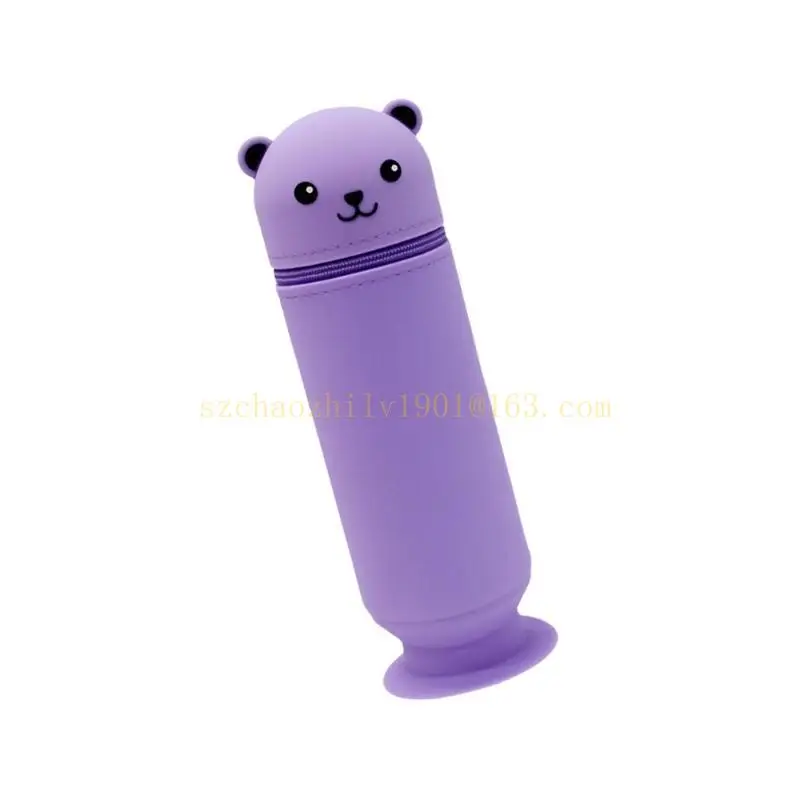 Caja lápiz silicona 62ka con titular pluma del oso copa succión Gran capacidad para oficina escolar y