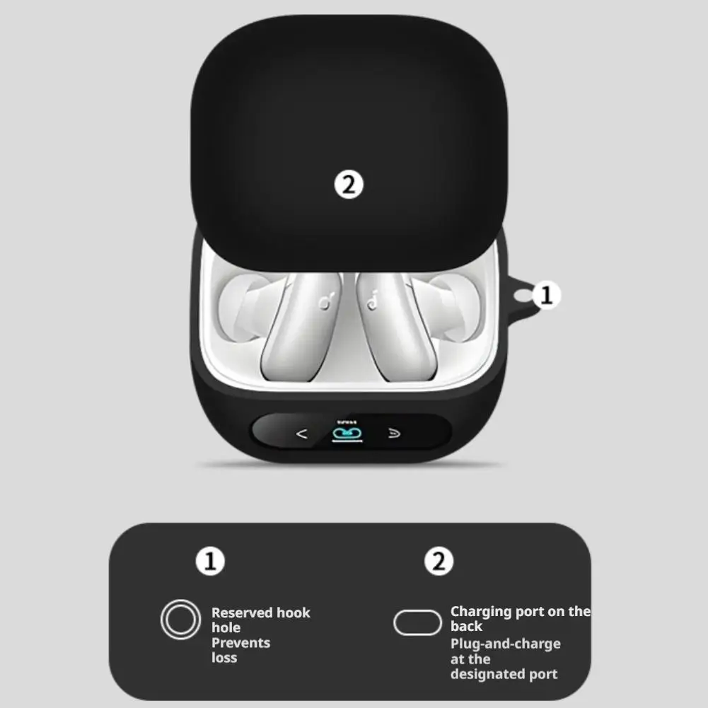 Soft Silicone Case For Anker Soundcore Liberty 5 Pro Solid Color Earphone Protective Cover With Lanyard Earphone Accessories view 5