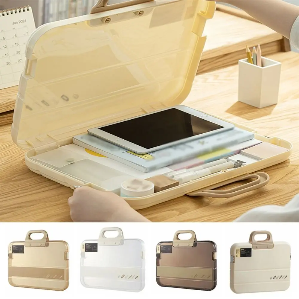 

Portable Documents Case Plastic Large Capacity Handheld File Bag Waterproof with Handle A4 File Folder Office Supplies