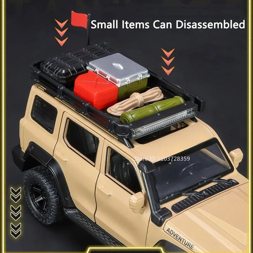 1:24 Tank 300 500HI4-T voiture jouet modèles alliage moulé sous pression véhicules tout-terrain son lumière portes ouvertes retirer pour garçons cadeaux d'anniversaire