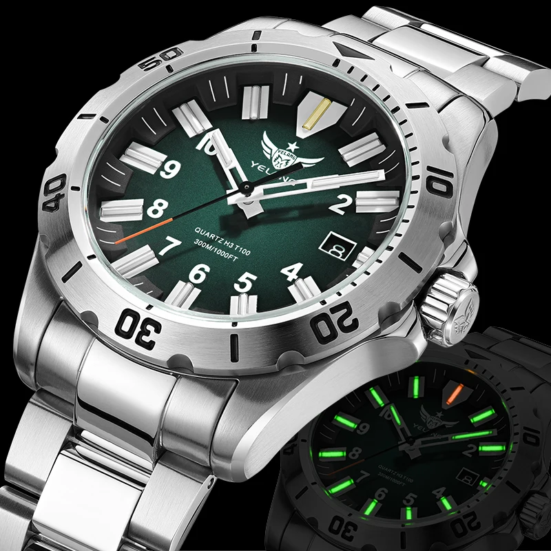 YELANG V1036S Men\'s Quartz Watch 42mm Swiss Ronda Movement 10-Year Battery Life 300M Waterproof Luminous Diver Watch Sapphire