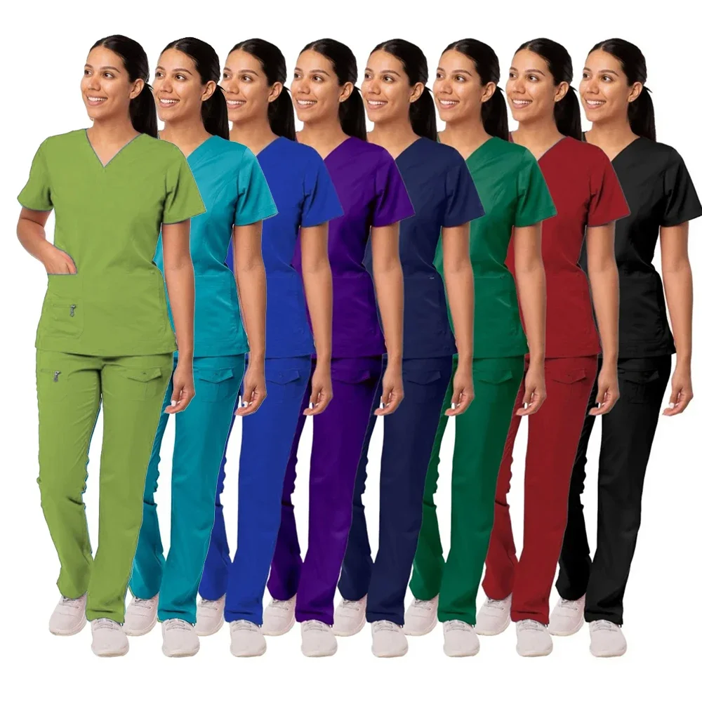 Slim Fit Medical Scrubs Uniform Women Scrub Sets Nursing Accessories Hospital Surgery Gowns Dental Clinic Beauty Salon Workwear