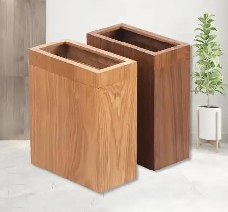 

Creative Wooden Trash Can Rectangular Simple Garbage Can Home Wastebasket Bathroom Bin Kitchen Waste Storage Bins Cleaning Tools