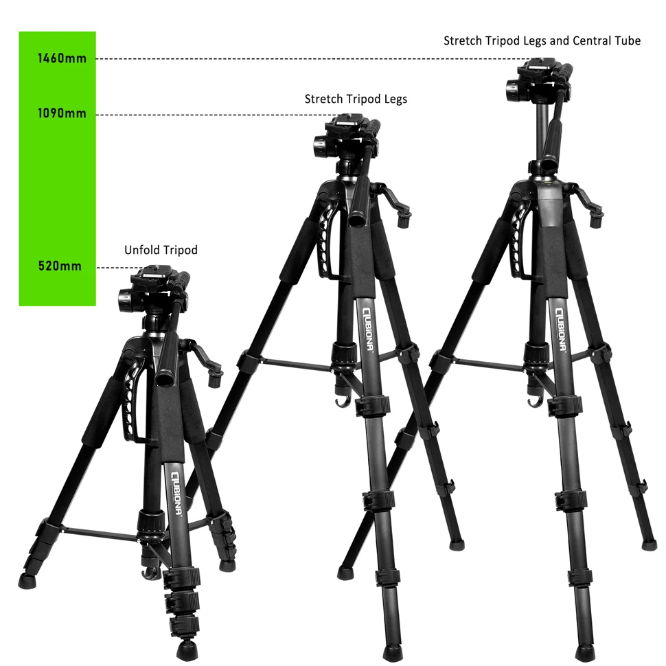 Clubiona nuovo supporto da treppiede per fotocamera portatile in alluminio da viaggio vite da 360 gradi treppiede a testa fluida con Clip di supporto
