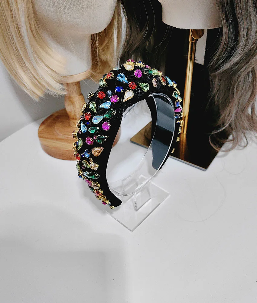 Luxurious And Beautiful Party Headband Coloful Stone Hair Accessories Headband Hot Cloth Baroque Crystal Hairband Headwear 297
