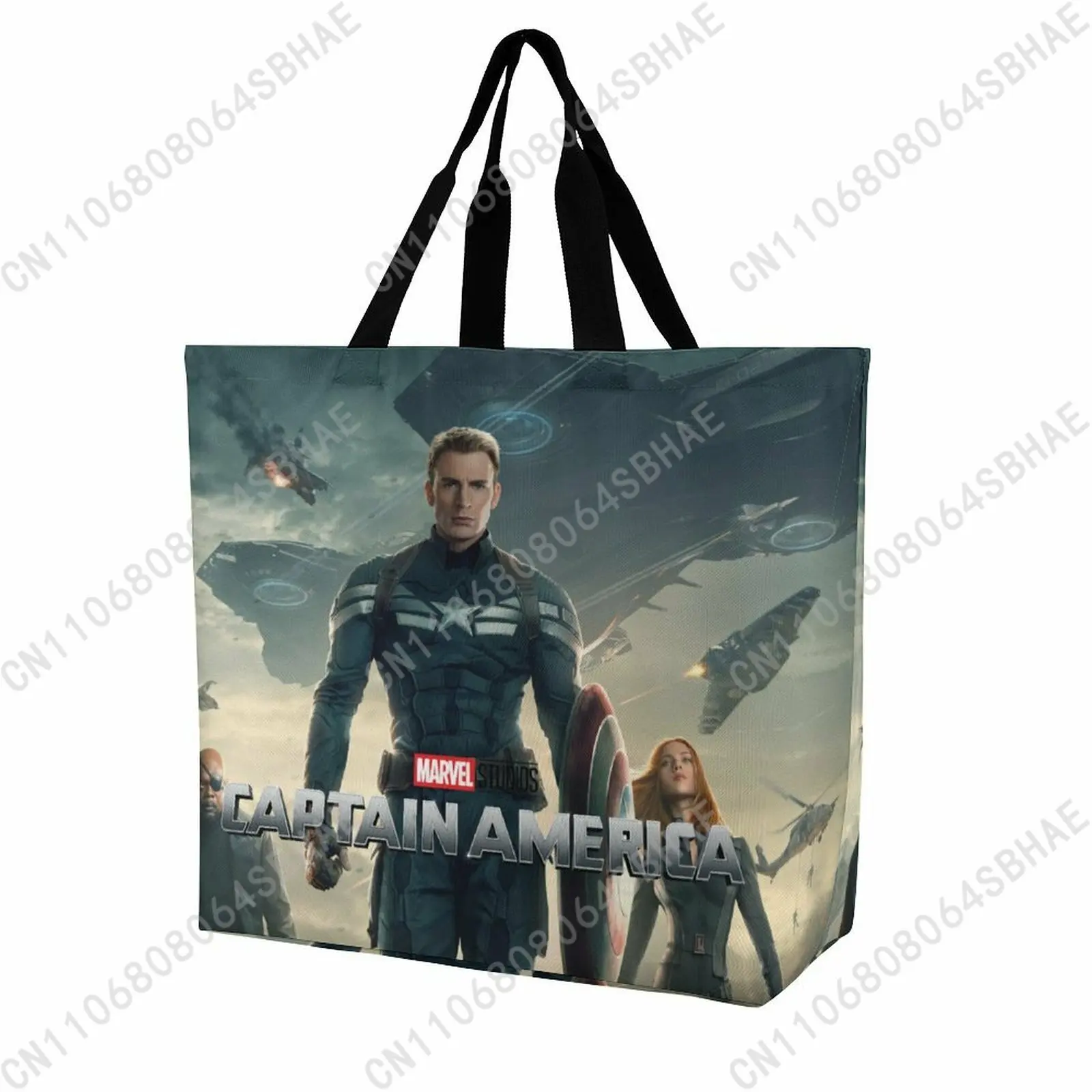 

Сумка-тоут Marvel Captain America большой вместимости, женская сумка для покупок, многоразовая сумка для продуктов, подарок на каждый день, индивидуальный дизайн для косплея