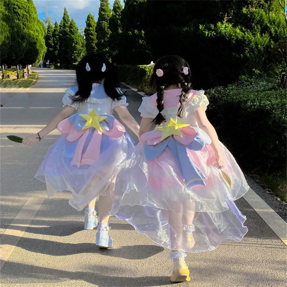 Lolita Cute Cardcap Sakura Cosplay KINOMOTO SAKURA Sweet Loli c Tea Party COS Dress