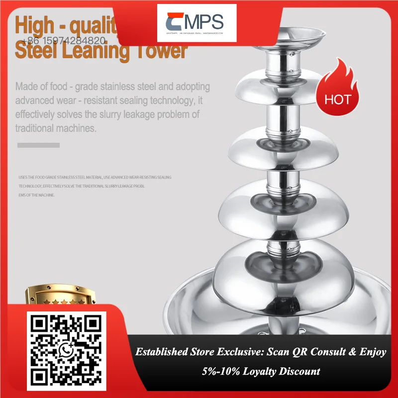Stainless Steel 220V 5-Layer Chocolate Fountain Machine Electric Waterfall Chocolate Melting Machine with 1 Year Warranty