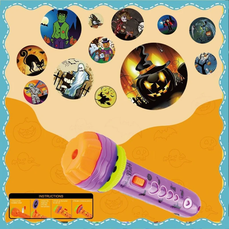 Halloween Flashlight Projector Kid, Halloween Projector Lights 24 Different Pattern Pumpkin Ghost Theme Images Projection To