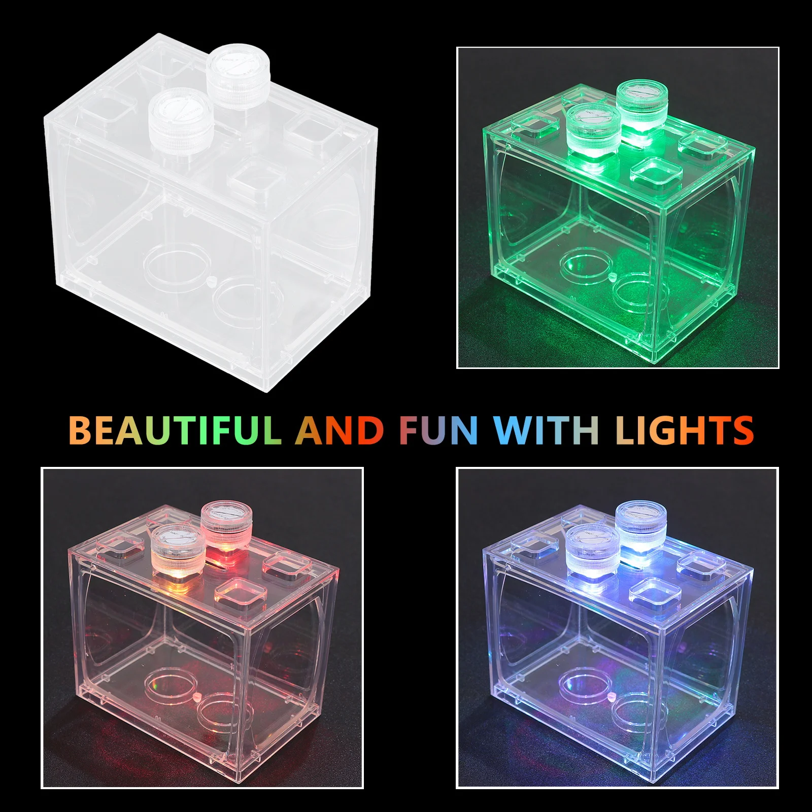 

Mini LED Aquarium Kit Acrylic Fish Tank Betta Tropical Fish Tank Starter Aquarium Kit Light Up Micro Landscape