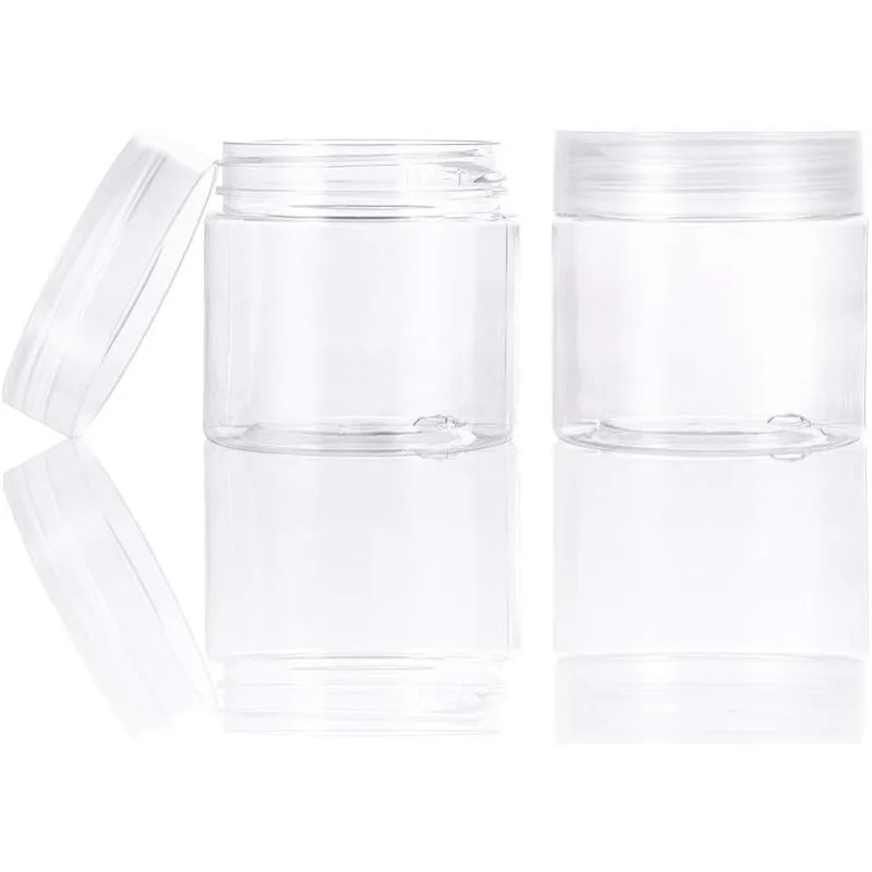 20 Pack 2oz PET Plastic Round Container Jars with Clear Lids and and Leakproof Gasket for Beads Crafts Body Scrub Creams