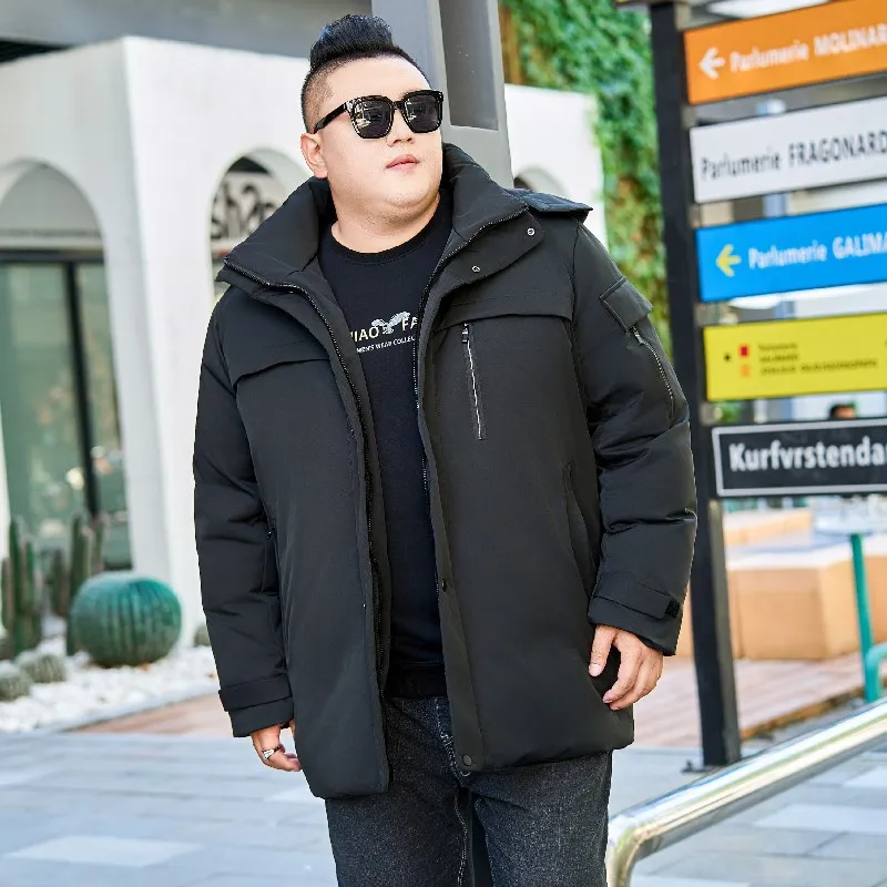 سترة كبيرة الحجم للأفراد الأكبر ثقيلة معطف فضفاض مناسب لملابس الشتاء للرجال الدفء متوسط الطول 11XL