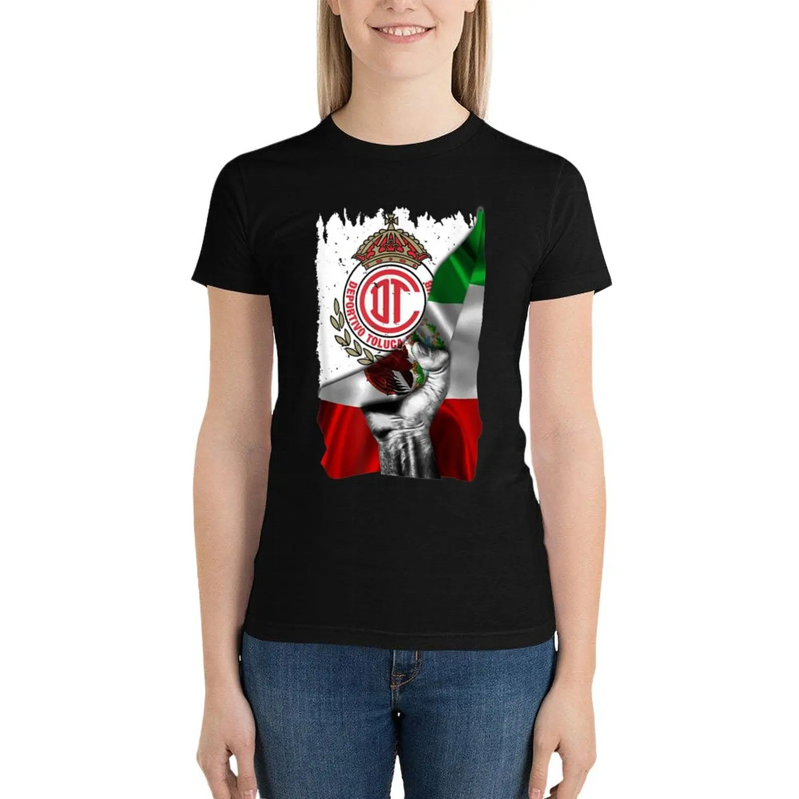 FC Toluca Flag USA Football Club Orgullo Mexicano T-Shirt graphics summer top female white t-shirt dress for Women sexy