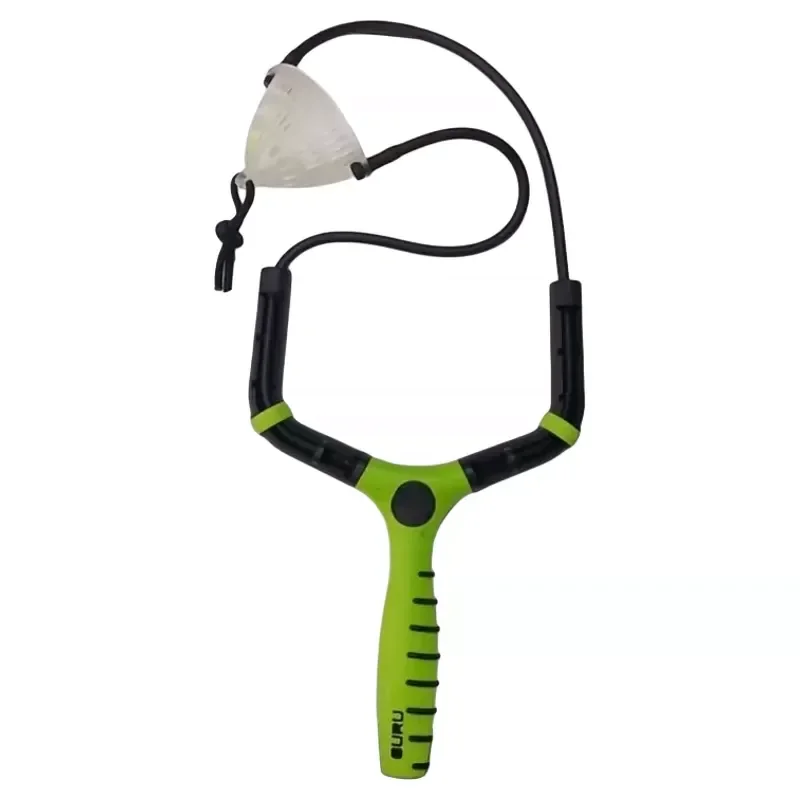 Portable Fishing Slingshot Bait Launcher Green Grip Long Distance Casting Tool Outdoor Angling Supplies Accurate Spot Feeding