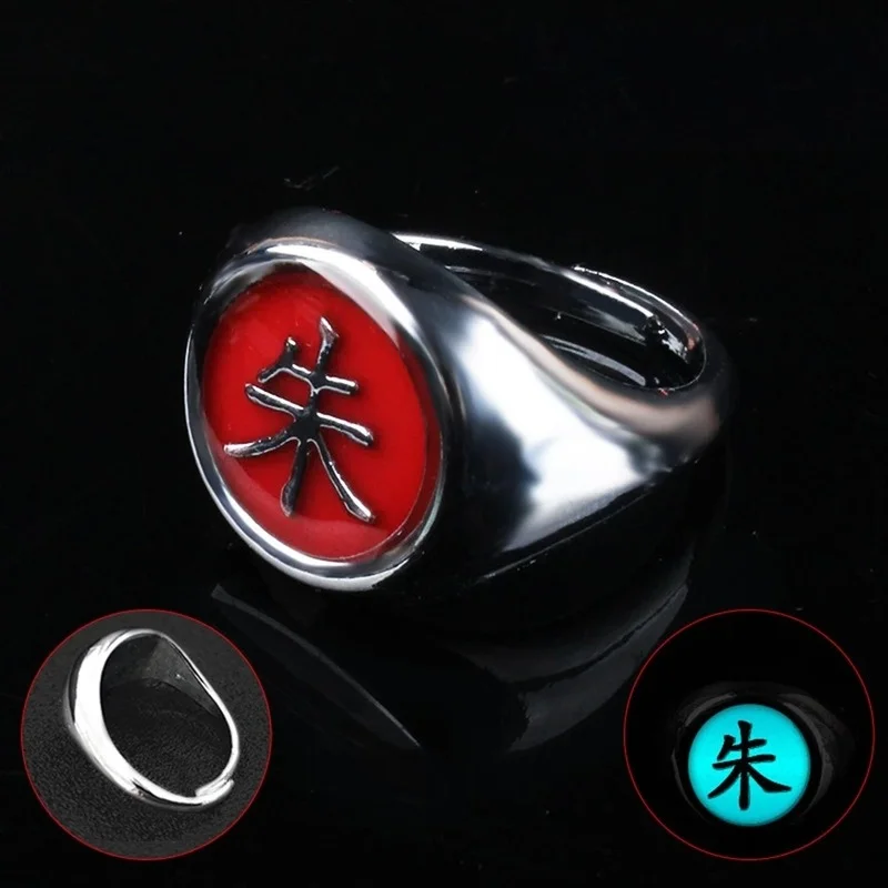 

Japanese Anime Naruto Cosplay Luminous Ring Akatsuki Ring Men's Ring Accessories Props Finger Decoration Anillos Akatsuki Itachi