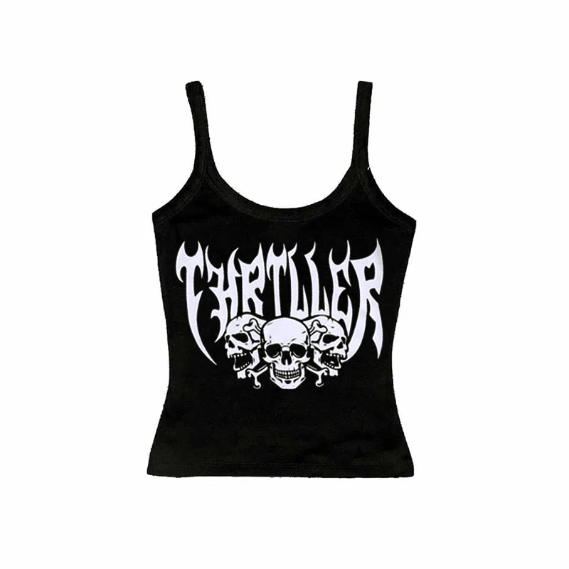 

Hip Hop Street Fashion Y2K Skull Print Design Graphic E-girl Gothic T-shirt Cross Cyber Goth Patchwork Sleeve Tees Vintage