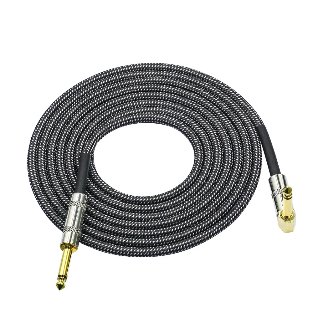 

3 Meters/ 10 Feet Musical Instrument Audio Guitar Cable Cord 1/4 Inch Straight to Right-angle Gold-plated TS Plugs guitar parts