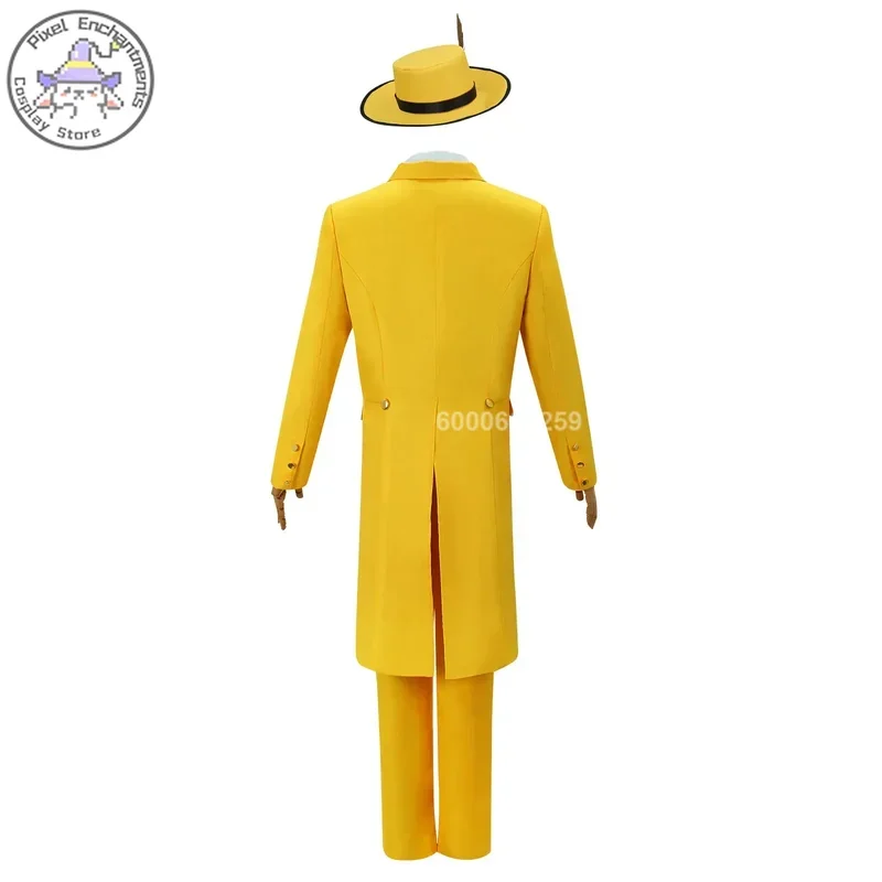 

RT01 2024 Halloween The Mask Jim Carrey Yellow Suit and Mask Cosplay Costume Male Role Play Outfit New Halloween Party Cloth*Jk2