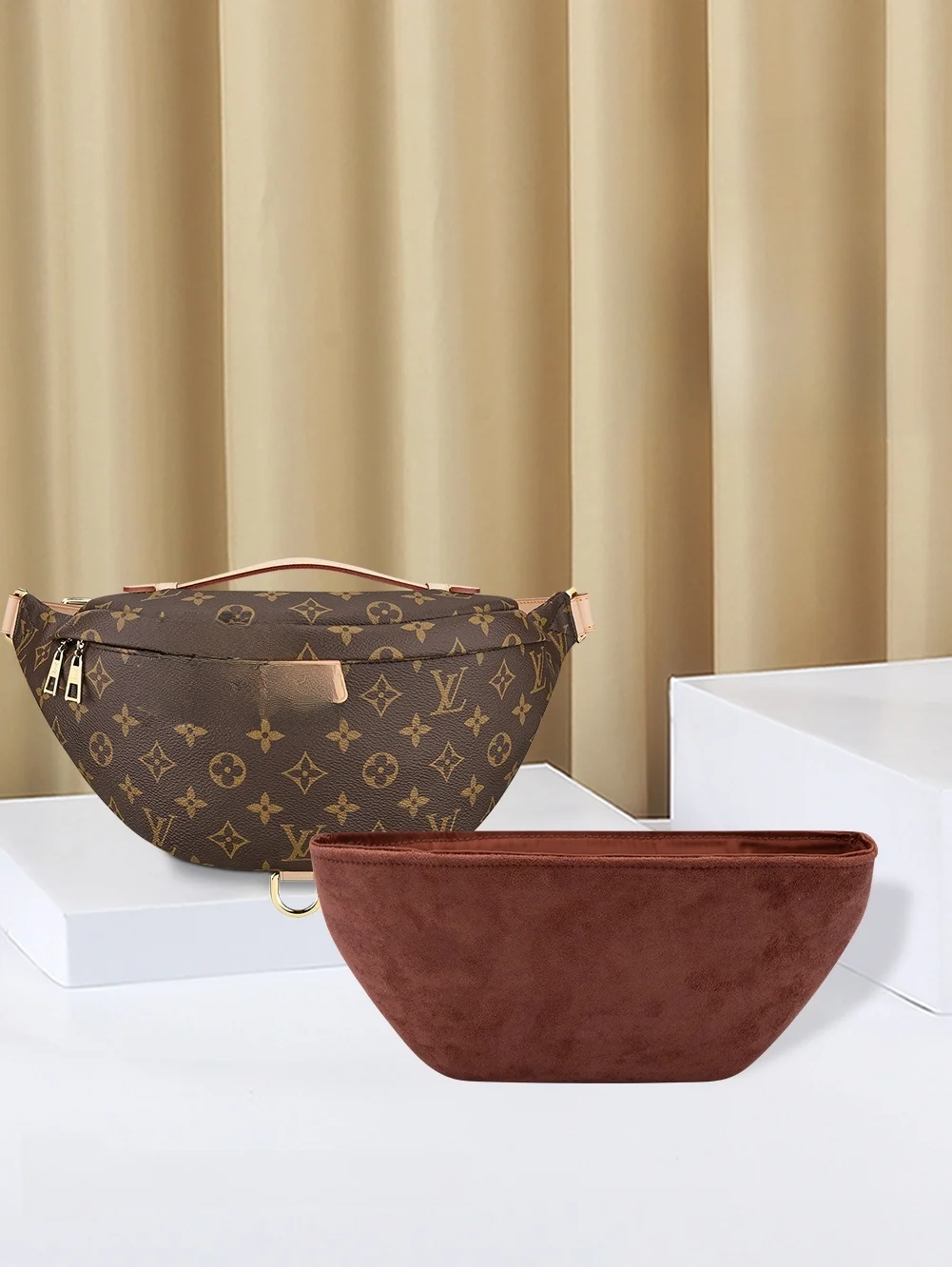 

Multi-Compartment Organizer Inner Bag for Waist Bag Chest Bag Storage Pouch Cosmetic Bag Pure Color Zipper Side Pocket Design